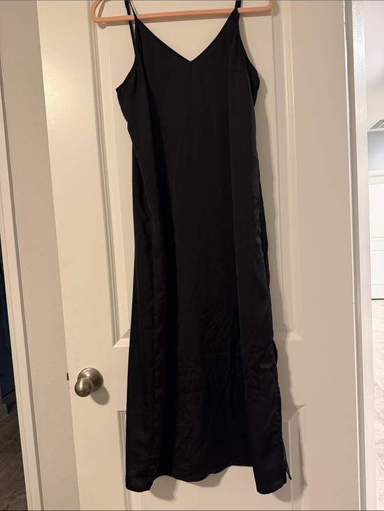 a new day Dresses & Skirts - a new day Black Satin Slip Maxi Dress